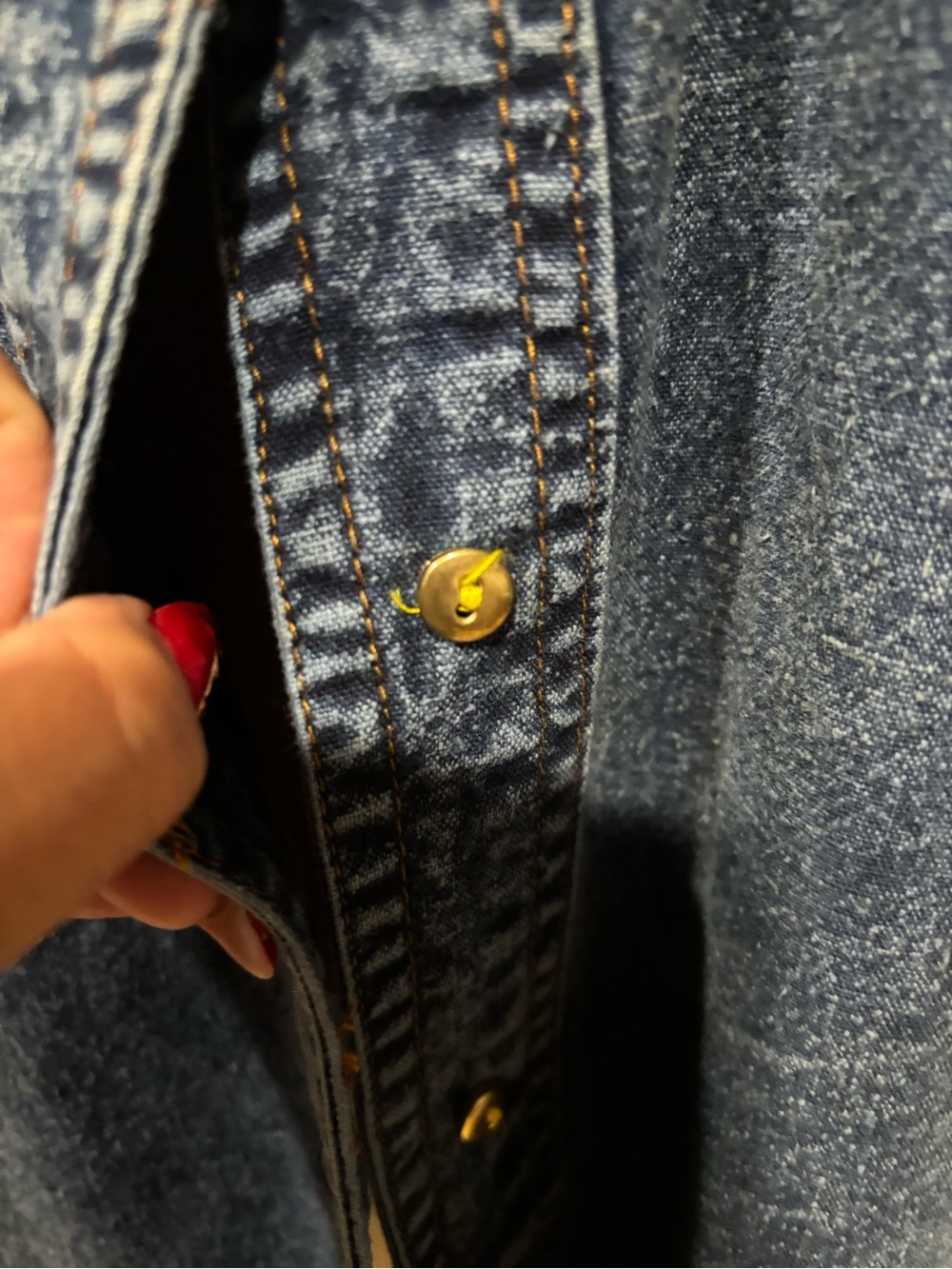 Beaded Embroidered Denim Shirt-Skirt in Blue - Picture 5 of 8